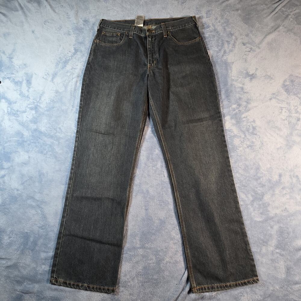 NWOT Carhartt Men’s 36x32 Relaxed Jeans Dark Wash Denim Workwear Straight Leg